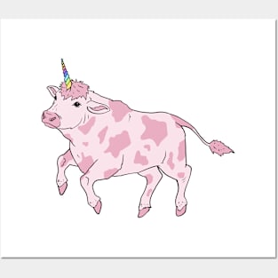 Funny Pink Cow Unicorn Posters and Art